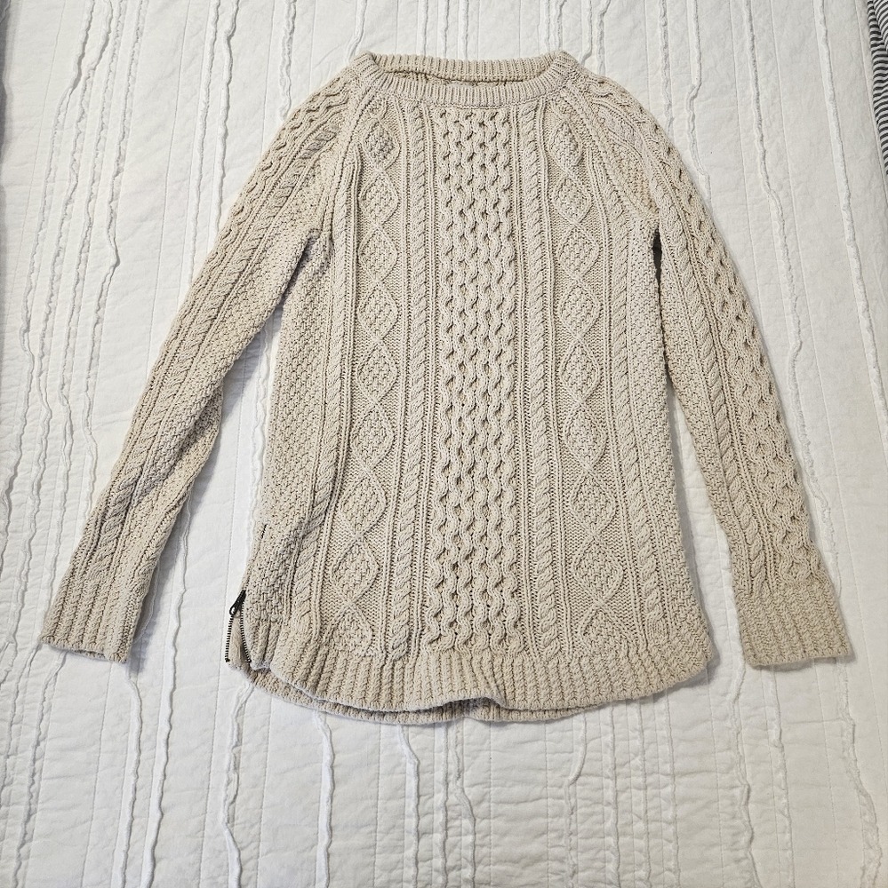 LL Bean Signature Womens Fishman Sweater Ivory/Cream